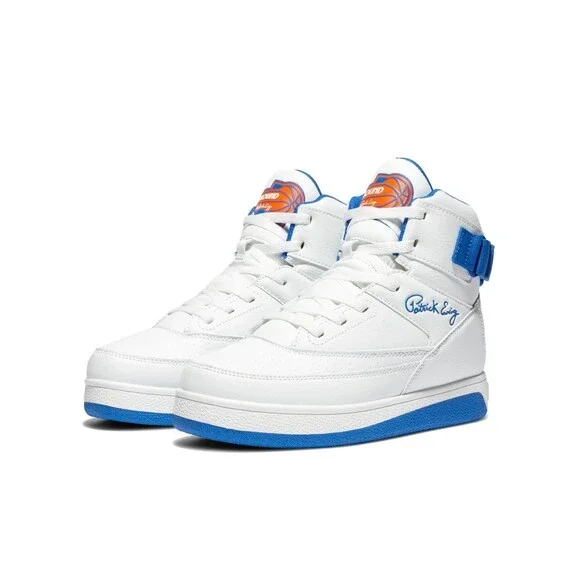 PATRICK EWING ATHLETIC KIDS GRADESCHOOL 33 HI REBOUND White/Blue/Orange Size 2.5 - Picture 2 of 4